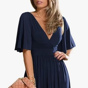 Maid of honor dress, mother of the bride, formal event dress in Navy blue